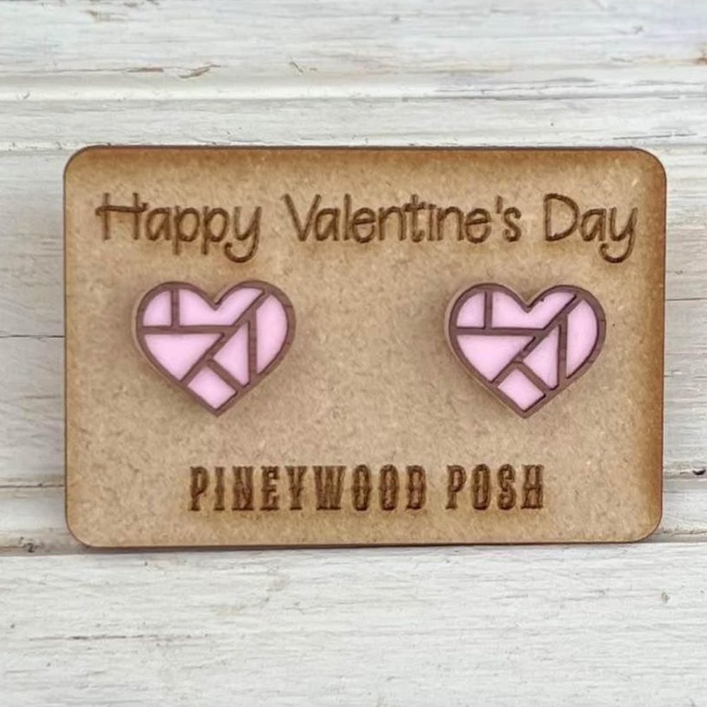 Pastel Pink Heart Stud Earrings